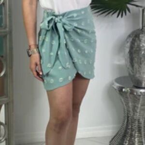 Naked Zebra green wrap mini skirt